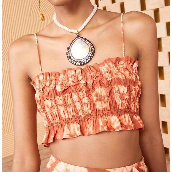 Ulla Johnson Tops - Ulla Johnson Riya Sequoia Smocked Shibori Cotton Bralette Crop Top Size 4‎ -$250